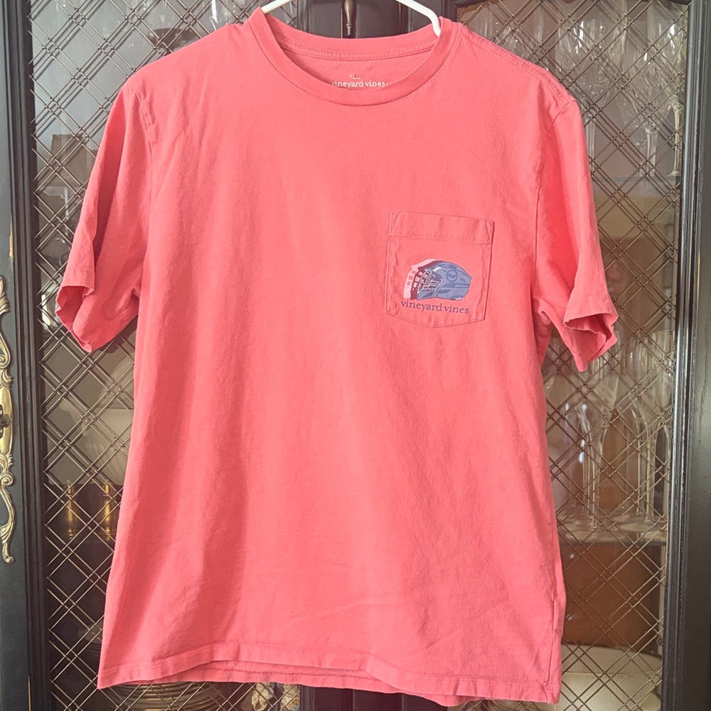 Vineyard Vines Coral Tee with Pocket Logo